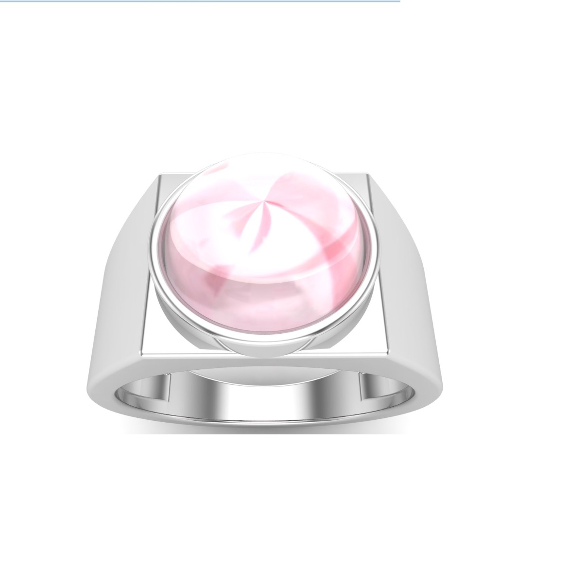 Bague quartz rose argent Prato chevaliere